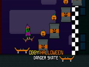 Mchezo Obby Halloween hatari skate online