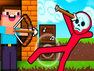 Mchezo Noob Archer vs Stickman Zombie online