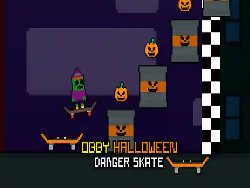 Mchezo Obby Halloween hatari skate online