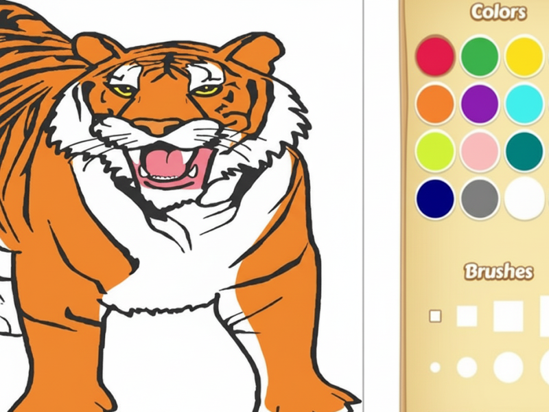 Mchezo Kitabu cha kuchorea cha Tiger online