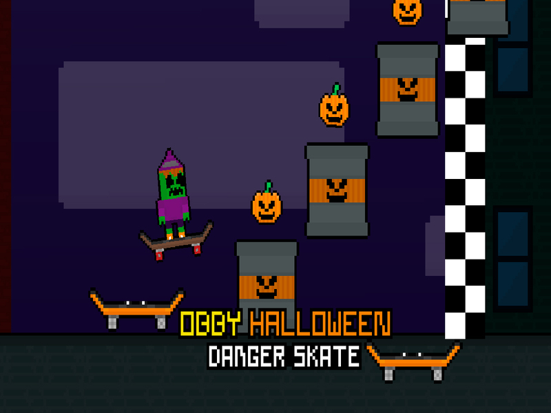 Mchezo Obby Halloween hatari skate online