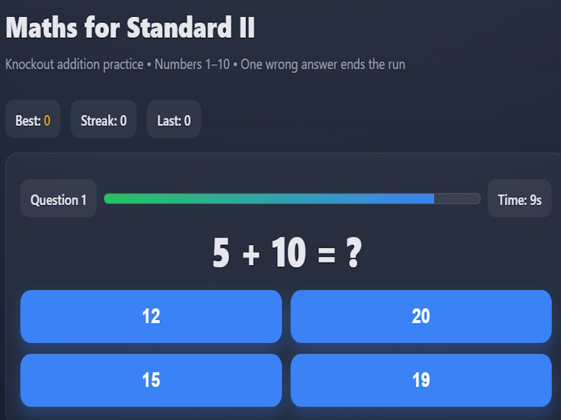 Mchezo Maths kwa Standard II online
